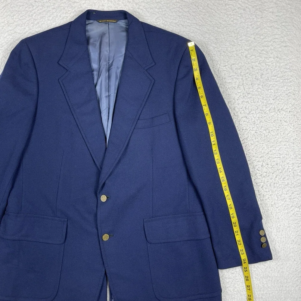 Thos Stuart Blazer Men XL Navy Blue‎ 100% Cashmere VTG Sport Coat Patch Pocket